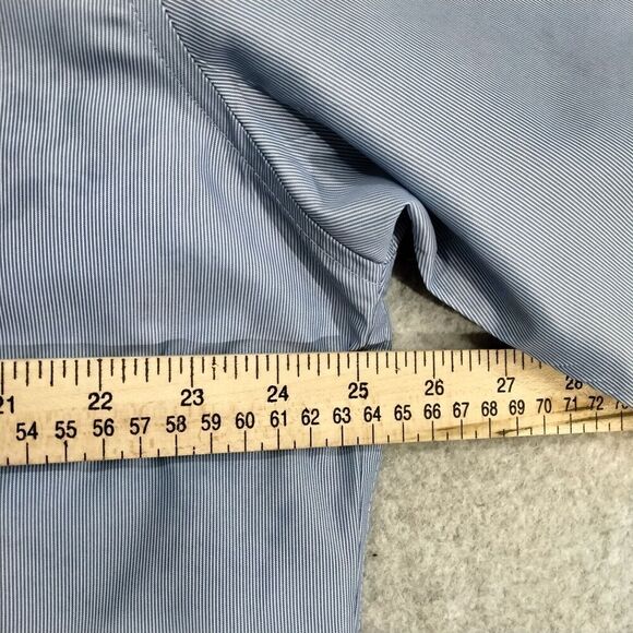 GB Black Label Shirt Mens 3X Button Up Short Sleeve Blue Striped Easy Care - Picture 8 of 12